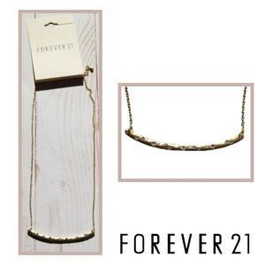 Forever 21 Curved Bar Necklace with Rhinestone Accents in Gold Color